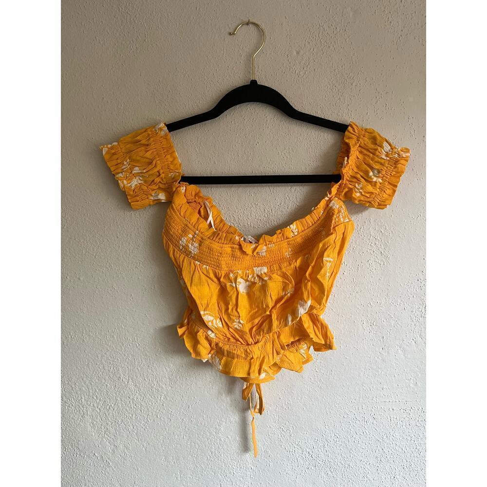 Anthropologie Free The Roses Woman Floral Print Crop Top, Size Small